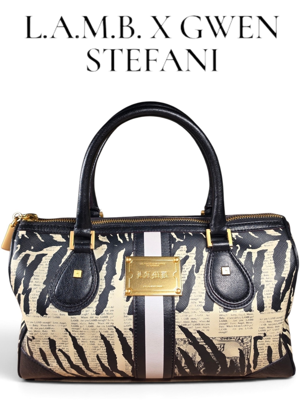 L.A.M.B. X GWEN STEFANI Vintage Y2K Zebra Newspaper Satchel (Retail $495)